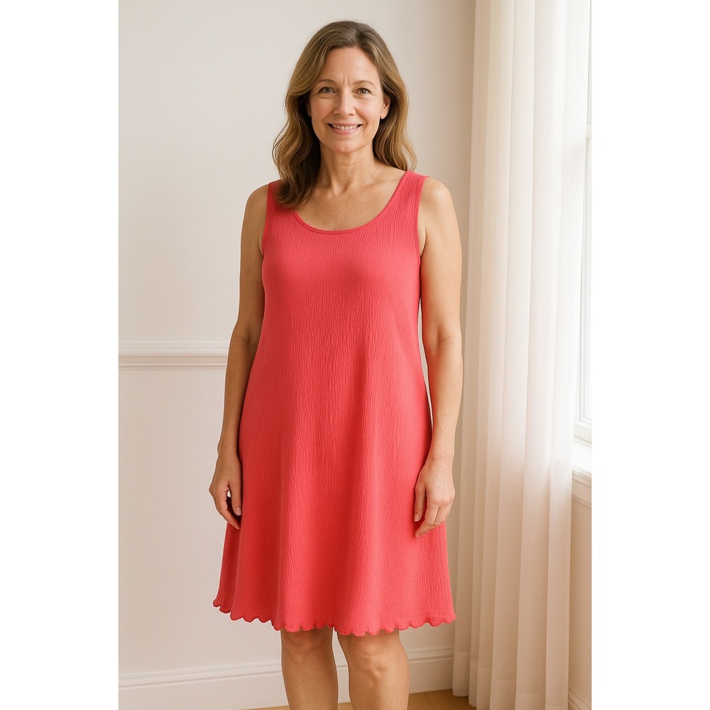 Soft Surroundings Dress Women‎ Medium Pink Textured Knit Scoop Neck Mini Boho